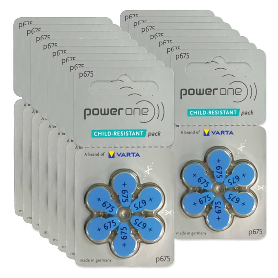 PowerOne P675 Size 675 Hearing Aid Batteries, Long Life