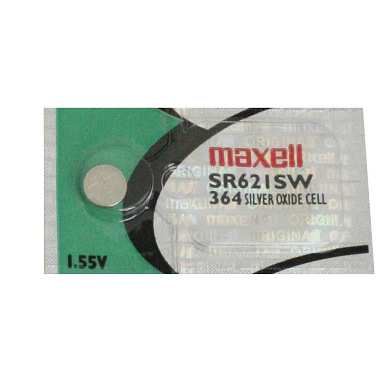 Maxell SR621SW 1.55V Silver Oxide Watch Battery, Slim