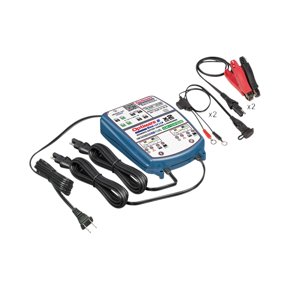 OptiMate 2 Duo: Automatic Lead-Acid & LiFePO4 Charger