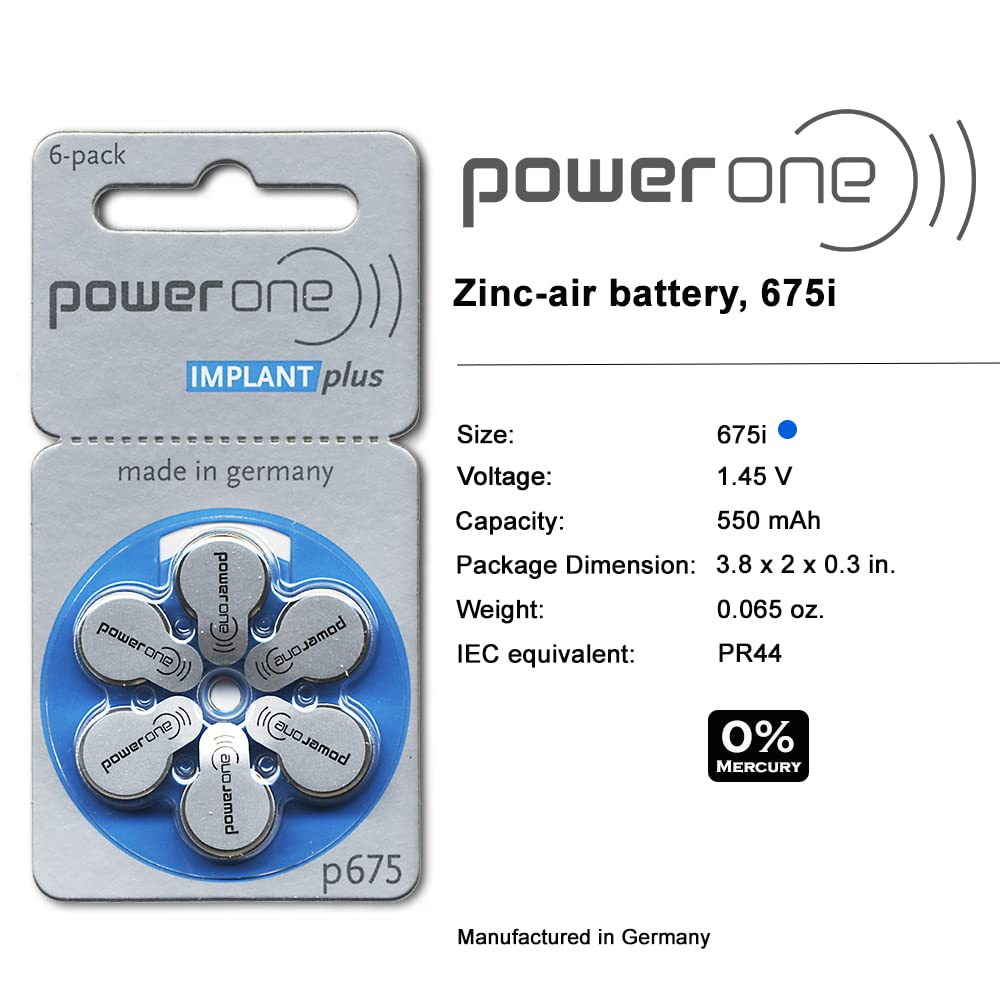 PowerOne 675P Cochlear Implant Batteries | High Power PowerOne 675P Cochlear Implant Batteries | High Power